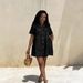 Women's Clothing Sweet Bow Tie Youthful Dress Loose Short Sleeved A Line Skirt For Everyday Vacation Wear_ecoleips.com