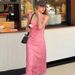 French Hot Sale 2025 Summer New Fashion Sexy V-Neck Plaid Strap Vacation Style Long Dress Wholesale_ecoleips.com