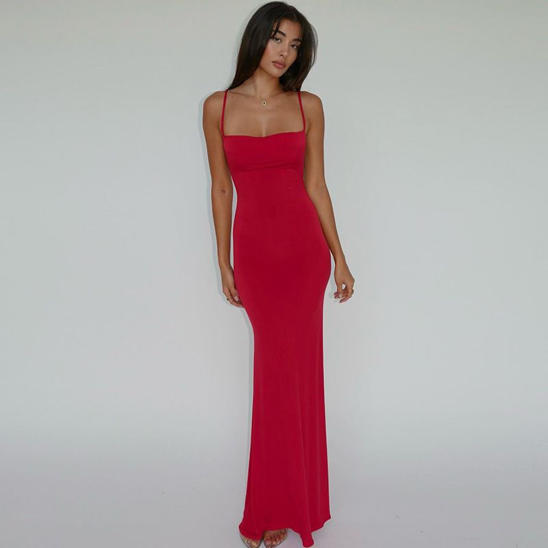 New Dresses 2025 Woman Fashion Summer One Shoulder Backless Slim Package Hip Sexy Elegant Skirt_ecoleips.com