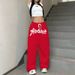 New White Hip Hop Jazz Dance High Waist Loose Straight Wide Leg Drawstring Sports Pants High Waist Stretchy Polyester Pants For Urban Fashion_ecoleips.com