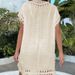 Women's Clothing Sun Protection Clothing Holiday Hand Crocheted Neckline Splicing Solid Color Sexy Sun Protection Casual Short Beach Cover Up_ecoleips.com