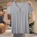 This Summer's Versatile, Stylish, And Age-Reducing Top Features A Buttoned Design With Short Sleeves And A Loose Fit, Pe_ecoleips.com