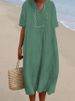 Spring/Summer New Women's Casual Dress Versatile Slimming Solid Color Cotton Linen Hot Selling In Stock_ecoleips.com