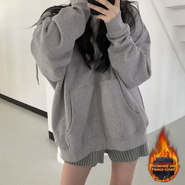 Women's Heavy Oversize Sweater Cardigan 260G Fish Scale Loose Fit Zipper Jacket for Couple Early Spring Autumn_ecoleips.com