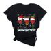 Merry Christmas Tree Santa Claus Plus Size Women's Short Sleeve Printed Vintage White T-Shirt_ecoleips.com