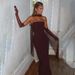 Spring New Strapless And Waist Cinched Women's Long Skirt Elegant Ribbon Backless Sexy Hip Hugging Dress_ecoleips.com