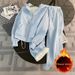 Women's Autumn Winter Fashionable Two Piece Set High Waisted Wide Leg Pants And Fleece Lined Hooded Sweatshirt Casual Loose Fit Youthful Outfit_ecoleips.com