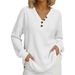 Waffle-Knit V-Neck Pullover – Long Sleeve Casual Button-Up Top For Women (Black/Navy/Red/White, Plus Sizes 4XL)_ecoleips.com
