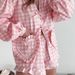 Pink Plaid Het Lace Long Sleeve Shorts Comfortable Pajamas Two-Piece Set European And American Autumn New Home_ecoleips.com