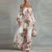 Women's Off-Shoulder Dress Style Print Lantern Sleeve Elegant Fashion Relaxed Everyday Wear Comfortable Feshion_ecoleips.com
