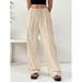 2025 New European And American Casual For Women Loose Pocket Drawstring Wide Leg Long Pants_ecoleips.com