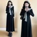 Autumn New Korean Fashion Two-Piece Hooded Patchwork Casual Maternity Dress_ecoleips.com