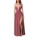 Women's Elegant Strapless Ruched High Slit Maxi Dress – Sexy Formal Party Gown For Banquet_ecoleips.com