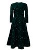 Women's Clothing Sparkle & Shine: Elegant Round-Neck Long Sleeve Sequin High-Waist Midi Dress | Glamorous A-Line Formal Gown_ecoleips.com