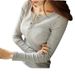 Spring And Autumn Button Threaded Solid Color Long Sleeve T-Shirt Women's Slim Korean Version New Top Bottom Shirt_ecoleips.com