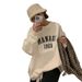 Autumn Korean-Style College-Inspired Letter-Print Oversized Round-Neck Hoodie Women's Long-Sleeve Tops Wholesale_ecoleips.com