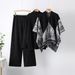 Fashion 3-Piece Set: Shawl Cardigan + Oversized Sweater + Wide Leg Pants – Elegant Office & Casual Outfit, Wrinkle-Free Polyester, Plus Size Friendly_ecoleips.com