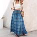 Women's Clothing Fashion Blue Waist Elastic Tie Denim Skirt_ecoleips.com