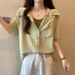 Women's Clothing Summer Slightly Fat Loose Short Sleeved Tops Women's Suspenders Solid Color Temperament Shirt Two Piece Thin Shirt_ecoleips.com