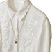 Neo Shirt With Inspired Embroidery – Minimalist Elegance Blouse (Modal Blend, Versatile White Top, Cultural Aesthetic)_ecoleips.com