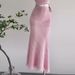 Dopamine Outfit Dress Long Skirt Two-Piece Set High-End Off-Shoulder Top Halter Neck Camisole_ecoleips.com