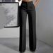 Women's High-Waisted Straight Leg Pants – Flowy Wide-Leg Dress Pants | Polyester Trousers | 8 Classic Colors | S-3XL_ecoleips.com