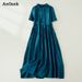 Cotton Short Sleeve Vintage Solid Color Dresses For Women 2026 New Summer Casual Long Holiday Dress Femme Robe Elegant Clothing_ecoleips.com