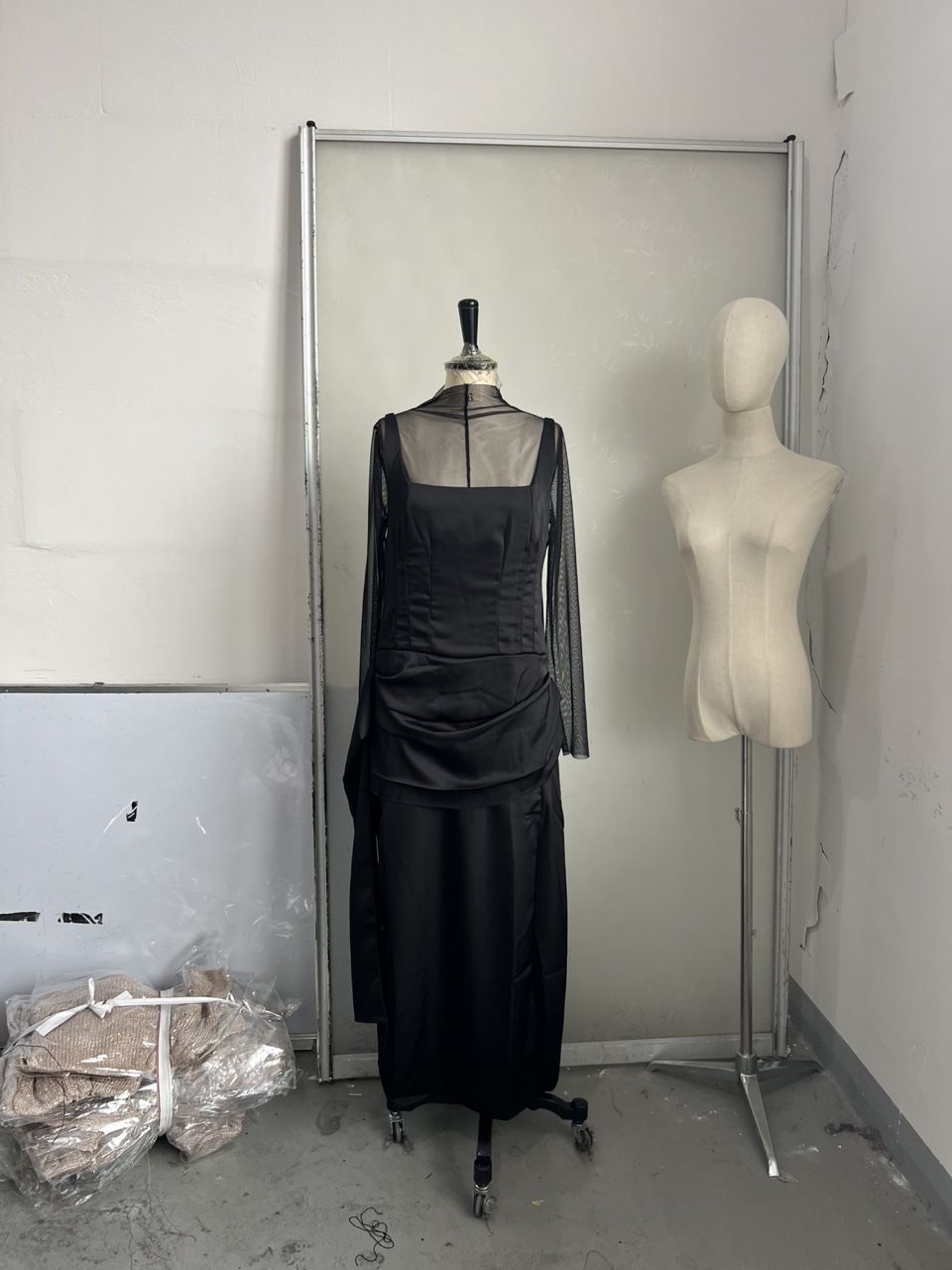 Women Elegant Sexy High Neck Sheer Mesh Paneled Long Dress New Arrival 2024 Fashion Casual Party Evening Cocktail Dress For Ladies_ecoleips.com