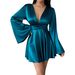 European And American Women's Clothing Autumn Winter Party Elegant Solid Color V-Neck High-End Long_ecoleips.com