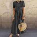 Women's Clothing Long Multi Button Distressed Dress_ecoleips.com