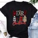Women's Christmas-themed T-shirt With Christmas Tree And Santa Claus Designs, Round-neck, Loose-fitting Top For Women_ecoleips.com