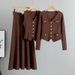 Women’s Clothing slim fit skirt sweater three piece suit for women spring and autumn new vest knitted cardigan suit_ecoleips.com