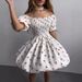 Foreign Trade Cross-border European And American Women's New Spring-summer White Cherry Print Puff Sleeve Off-shoulder_ecoleips.com