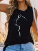 Women's Sleeveless Vest Loose Top T-Shirt Summer Print A12_ecoleips.com