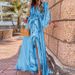 Voya Women's Bohemian Vacation Style V-neck Printed Dress With Multiple Colors To Choose From_ecoleips.com