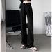 Retro High-Waisted Blue Loose Straight Leg Jeans Women's Slimming Flowy Floor-Length Pants for Spring Summer_ecoleips.com