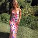 Elegant Off-Shoulder Backless Slit Maxi Dress Floral Embroidery Gold Chain Sequin Details White Pink S XL_ecoleips.com
