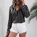 Women's Loose Fit Striped Long Sleeve Button Down Shirt – Casual Office Blouse For Spring Summer 2026_ecoleips.com