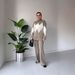 European American Women's Fashion 2025 Autumn Diamond Color Block Lazy Style Pullover Knitted round Neck Sweater Set_ecoleips.com