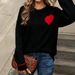 Women's Clothing Autumn Winter Plus Size Women's Knit Sweater – Heart Print Round Neck Pullover | S-5XL | 8 Colors | Soft Polyester Blend_ecoleips.com