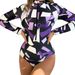 Aria Basics 2024 European And American Foreign Trade Geometric Print One-piece Swimsuit For Women, Bikini, Cross-border Long-sleeve_ecoleips.com