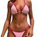 Women's Clothing Stylish Color-Block Bikini Set With Adjustable Straps, Open Back & Heart Charm Detail_ecoleips.com