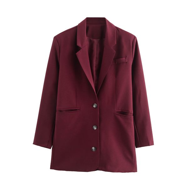 Women's Clothing commuter style two color pocket decoration single breasted solid color suit jacket_ecoleips.com