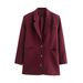 Women's Clothing commuter style two color pocket decoration single breasted solid color suit jacket_ecoleips.com