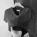 Women's Cable Knit Top Short Sleeve Loose Slimming Pullover Sweater Gentle Style Base Layer_ecoleips.com