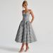 Fashion French Fresh New Plaid Print Waist Princess Dress Sexy Backless Suspender Dress Women's Clothing_ecoleips.com