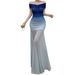Women's Off Shoulder Ombre Blue Mesh Mermaid Bodycon Maxi Dress – Beach Resort Evening Gown_ecoleips.com