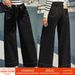 Women's Black Wide Leg Jeans Fashionable Design Casual Style Perfect For Autumn Available_ecoleips.com