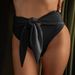Women's Solid Color Swim Shorts - Knotted Waist Single Piece Swimming Trunks_ecoleips.com