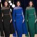 Women's Clothing Splicing Heavy Hot Diamond Beading Fashion Cape Sleeve Evening Dress_ecoleips.com